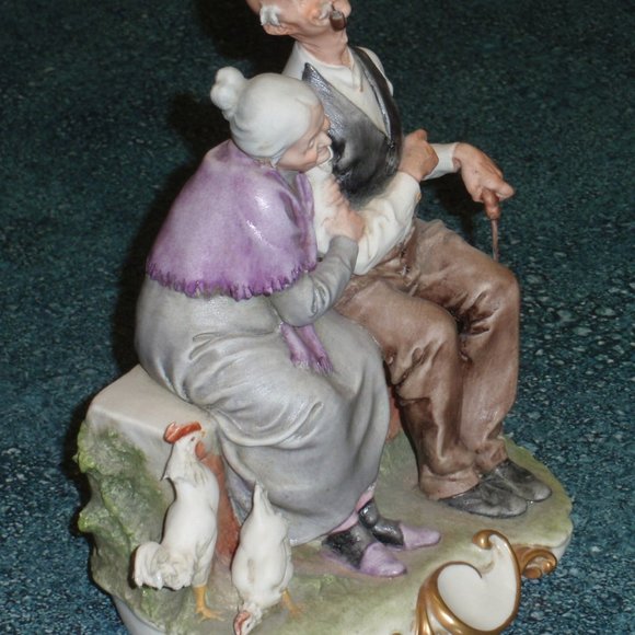 Giuseppe Cappe Statue Gruppo Vecchietti Figurine Capodimonte Old Couple In Love! - Picture 8 of 11